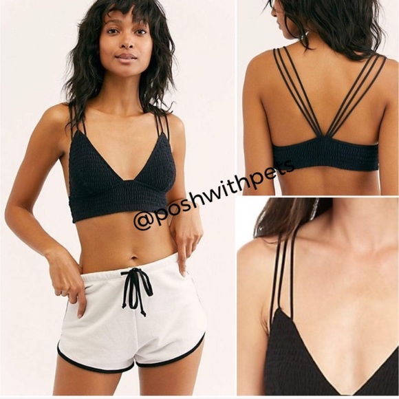 Free People Other - 18 M Free People NWT Emmy Bralette Multi Strap Shirred V Neck Black XSmall Small
